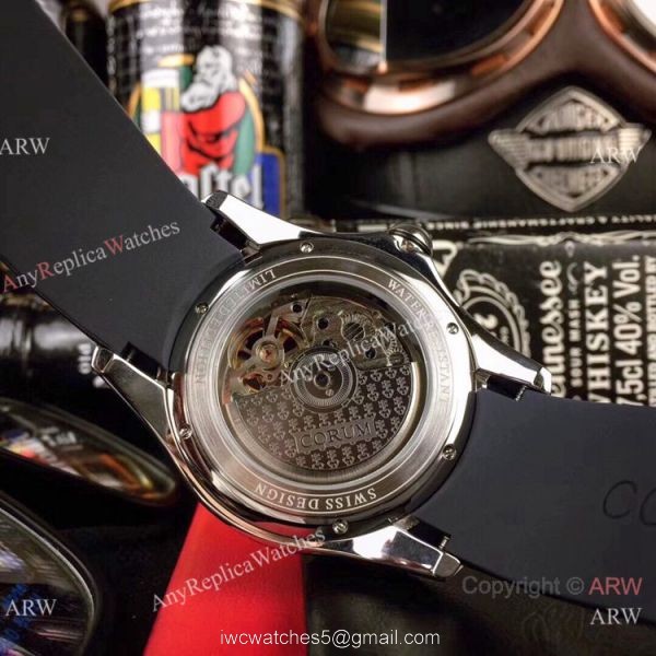 AAA Replica Corum Bubble Skull Watch Stainless Steel Tattoo Blue Dial