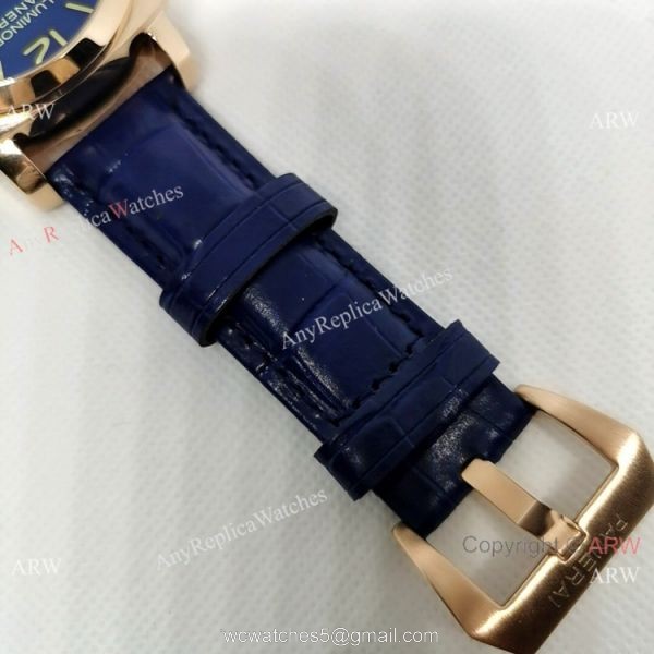 Replica Officine Panerai Luminor Watch 44MM Rose Gold Blue Dial