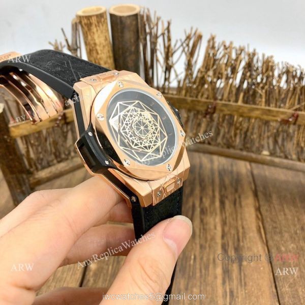 Top Quality Hublot Big Bang Sang Bleu II Watches Black Face Rose Gold