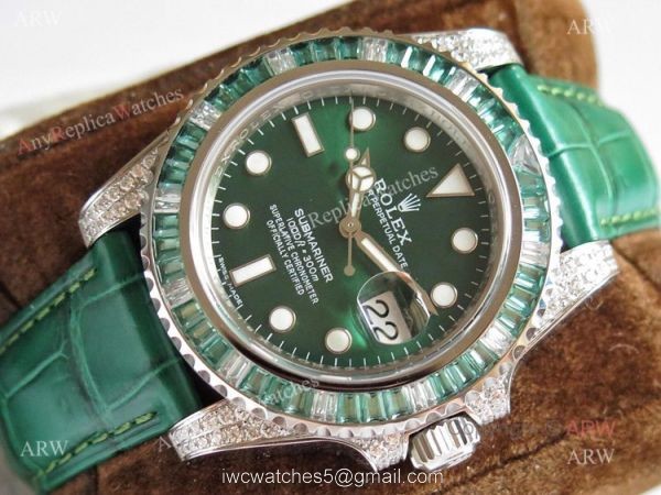Noob Rolex Submariner Green Diamond Bezel Replica Watches 904L