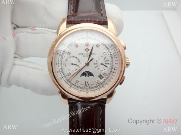 Grade 1A Replica Patek Philippe Geneve Complications Rose Gold SWISS 9100 Watch 42mm