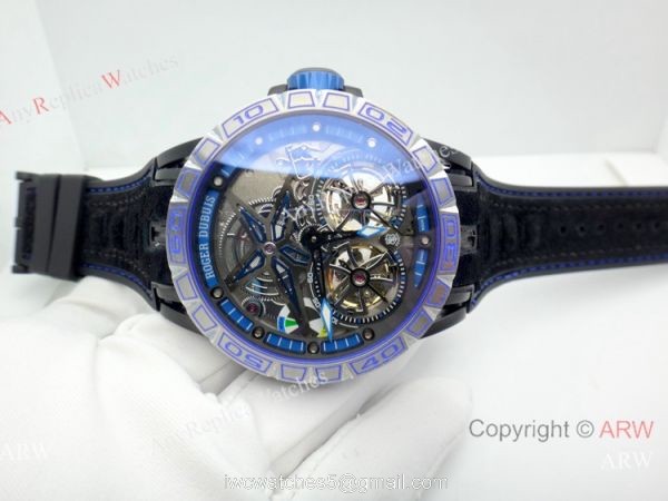 Newest Replica Roger Dubuis Excalibur Double Tourbillon Watch Men Size