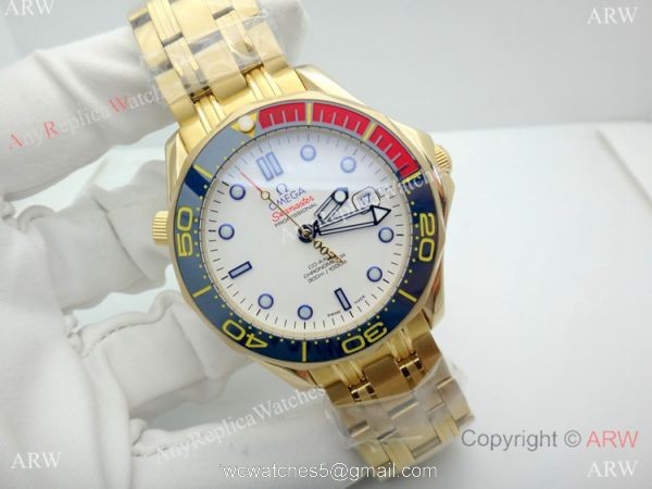New Copy Omega Commanders 007 James Bond Yellow Gold Men Watch