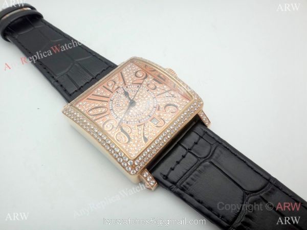 Replica Franck Muller Master Square Watch Rose Gold Full Diamond Automatic
