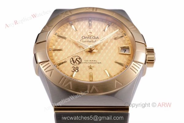(VS) Swiss Replica Omega Constellation Gold Face Mens Watch New Dial