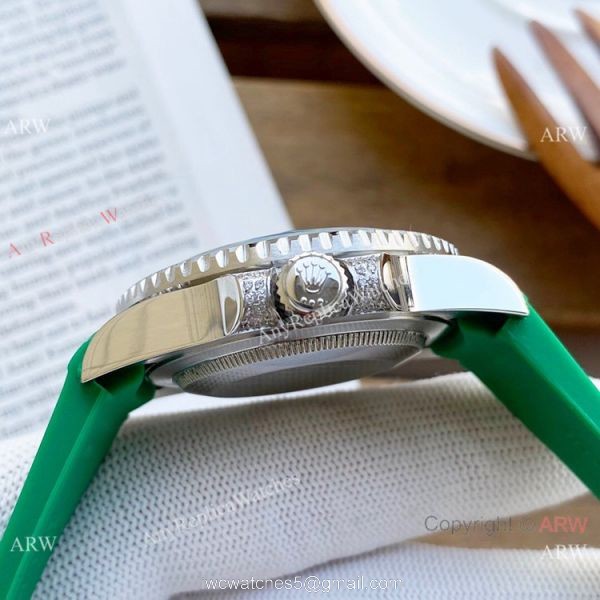 AAA Replica Rolex Submariner Diamond Watches SS Black Rubber Strap