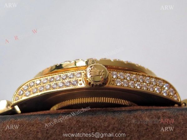 Best Replica Rolex Day-Date 40 Yellow Gold Full Diamond Watch