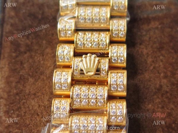 Mens Rolex Day Date Replica Watch Asian 2836 Red Face Rolex Iced Out Watch