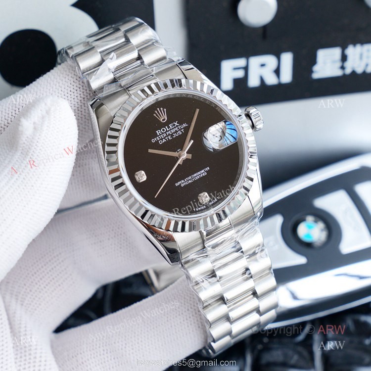 Swiss Copy Rolex Datejust 36 Black Face Mens Watch