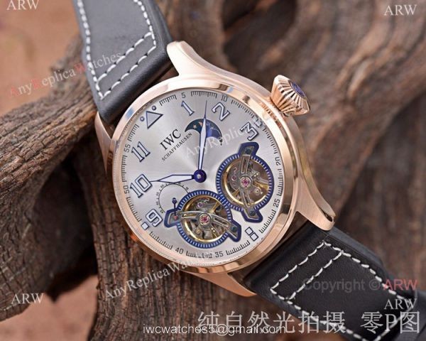 Copy IWC Big Pilots Double Tourbillon Watches Rose Gold Case