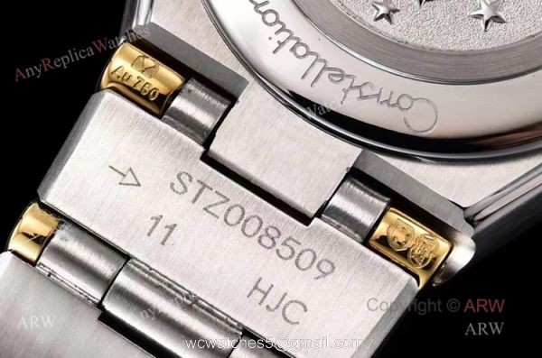 GF Factory Swiss Replica Omega Constellation Two Tone Ladies Watch With Black Aventurine Dial