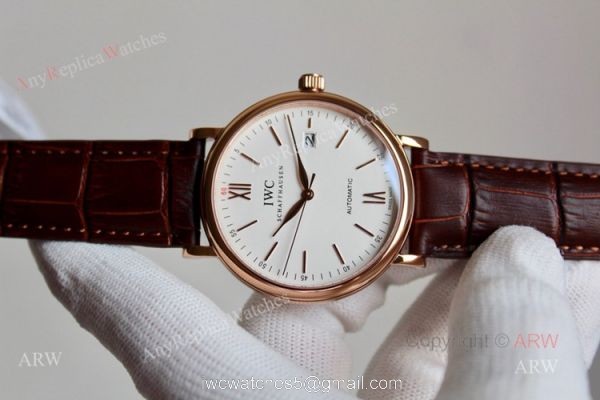 Best Replica IWC Schaffhausen Portofino White Dial Rose Gold Automatic Watch