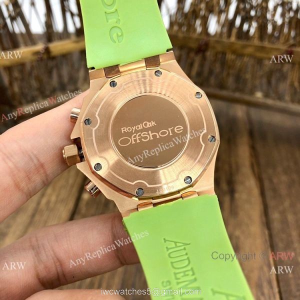 Women Audemars Piguet Royal Oak Offshore Watches Rainbow Bezel Green Dial