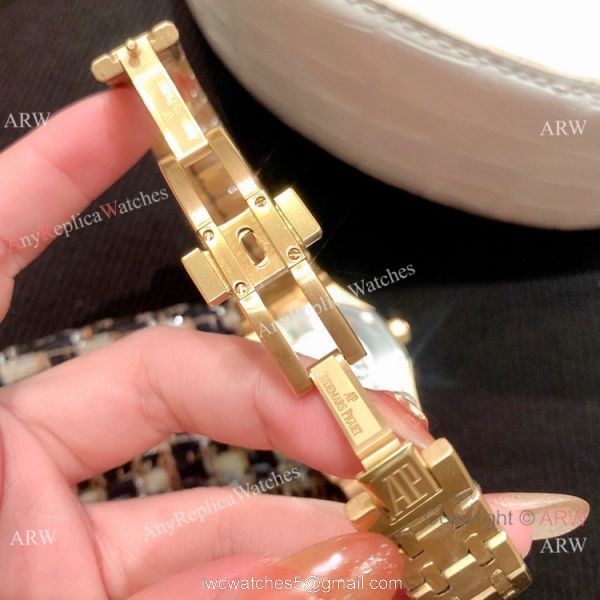 Clone Audemars Piguet Royal Oak Women Watch Diamond Bezel All Gold