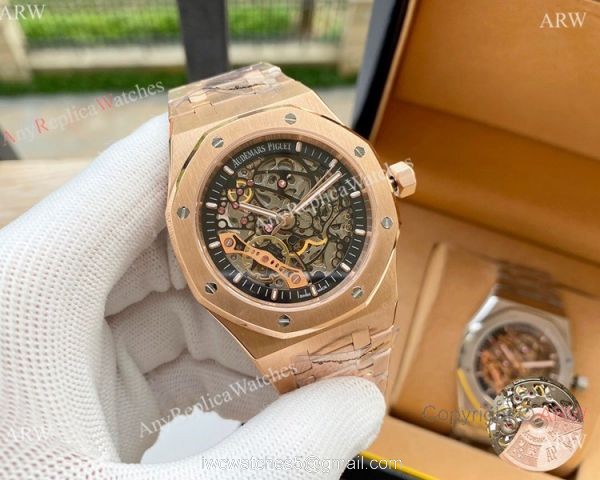 Replica Audemars Piguet Skeleton Royal Oak Watches Two Tone Rose Gold