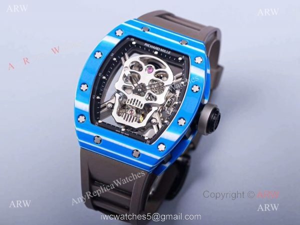Replica Richard Mille Skull Blue Bezel RM 52-01 Watch for men