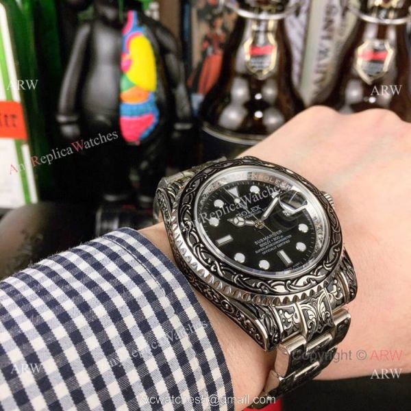 Best Replica Rolex Blue Face Submariner Engraving Blue Dial Watches