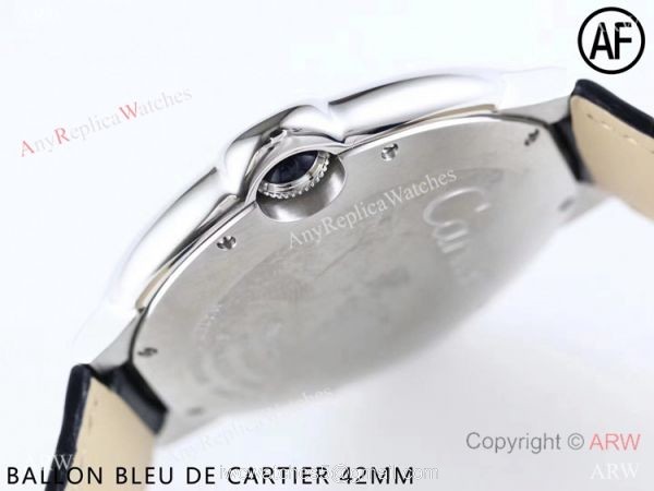 Swiss Replica Cartier Ballon Bleu Watch Black Dial Leather Strap 42mm