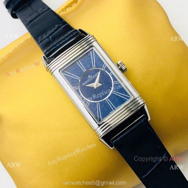2020 Swiss Replica Jaeger LeCoultre Reverso Duetto Women Watch SS Blue Dial