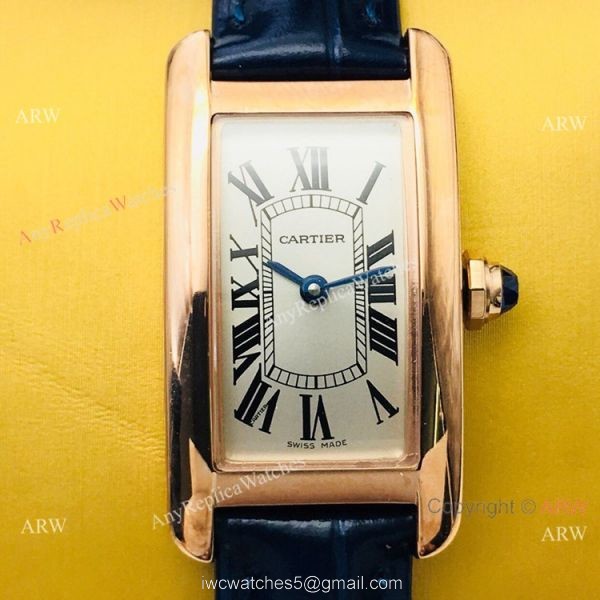 2020 Replica Cartier Tank Americaine Swiss Quartz Rose Gold Watches Lady Size