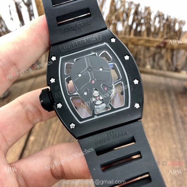 NEW! Copy Richard Mille RM52-06 Mask Watches Rose Gold Skull Diamond Case