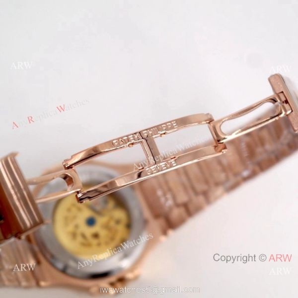 Copy Patek Philippe Skeleton Nautilus Watches Rose Gold