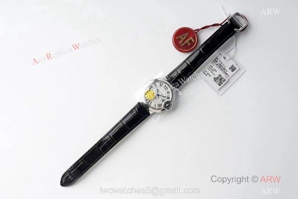 (AF) Ballon Bleu Cartier Replica Watch 33mm Black Leather Strap