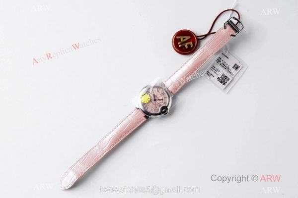 (AF) Swiss Replica Ballon Bleu Cartier Pink Watch 33mm Midsize