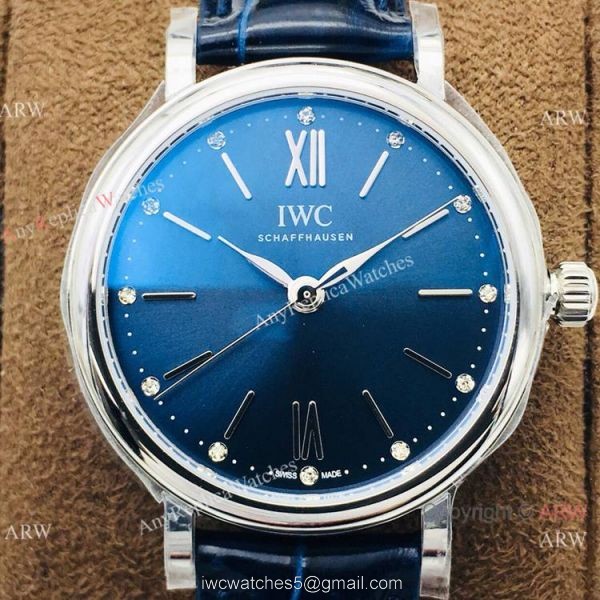 New! AAA Replica IWC Portofino Lady 34mm Watch Swiss 9015 Blue Dial