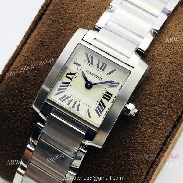 Super Clone Cartier Tank 2301 CC708177 Watch Cream Dial Lady Size