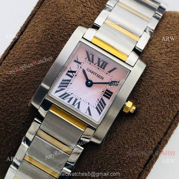 Super Replica Cartier Tank Francaise Watch 2-Tone Pink Face 20