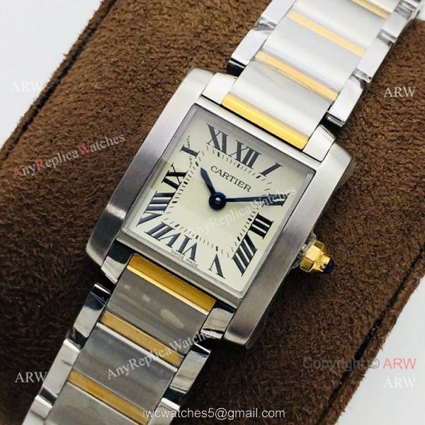 Super Replica Cartier Tank Francaise CC708177 Watch 2-Tone Cream Face