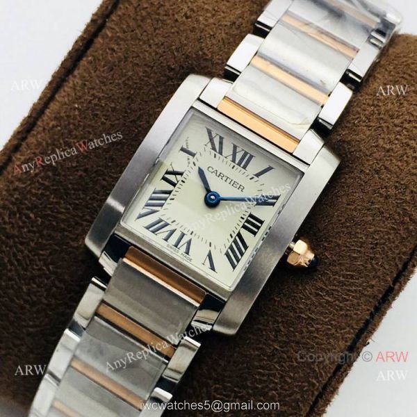 Super Replica Cartier Tank Francaise CC708177 Watch 2 Tone Rose Gold Lady