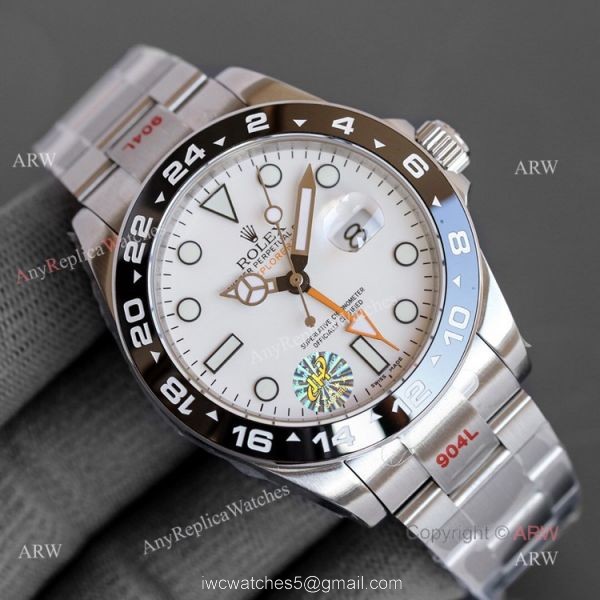 Swiss Replica Rolex Explorer ii 216570 Black Ceramic Bezel White Face 42mm Rolex Oystersteel Watch