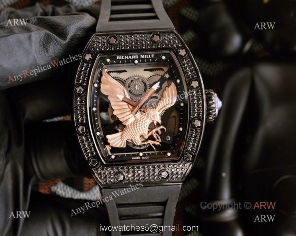 Unique Model Richard Mille RM 57-05 Eagle Dial With Rose Gold Diamonds Watch Replica