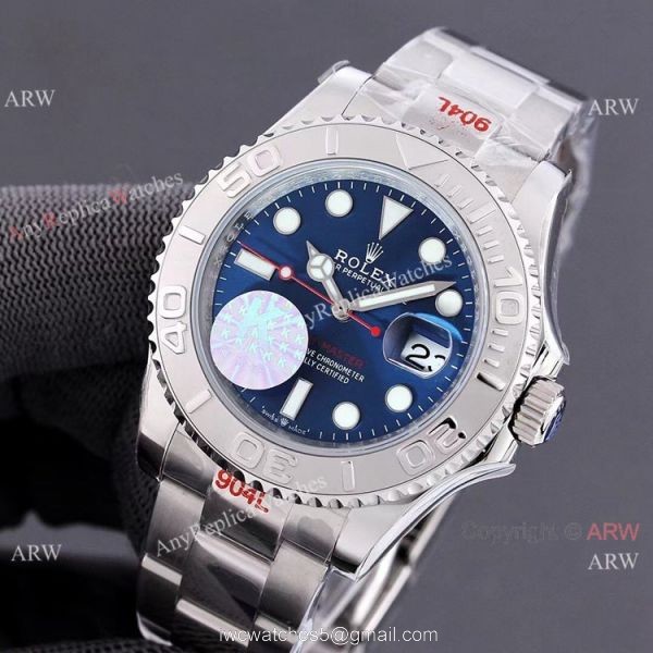 AAA Swiss Copy Rolex Yachtmaster Blue Dial Watch 904L ETA2836