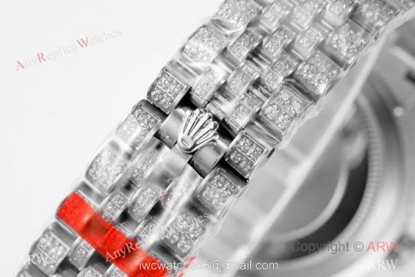 TW Factory Rolex Datejust Iced Out Watches Gray Dial Diamonds Silver Case