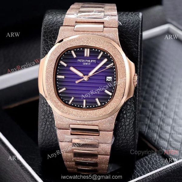 Best Clone Patek Philippe Nautilus Frosted Rose Gold Watches 40mm
