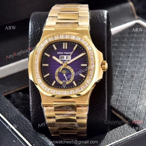 Wholesale Copy Patek Philippe Annual Calendar Watches Yellow Gold with Diamond