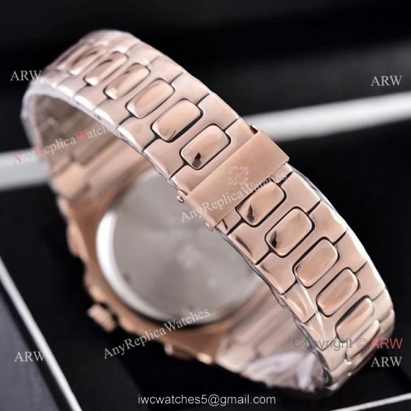 Clone Patek Philippe Nautilus Chronograph Watches Rose Gold and Diamond Fashion Style