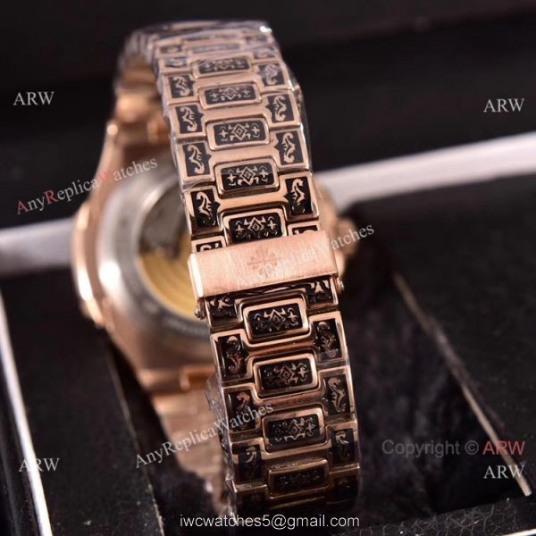Knockoff Patek Philippe 5740 Nautilus Rose Gold Engraving Gray Gradient Face