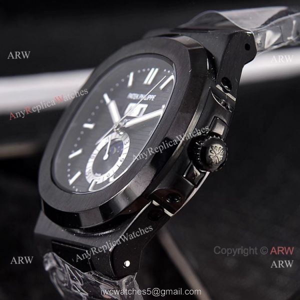 Solid Black Patek Philippe Annual Calendar Copy Watches 39.5mm