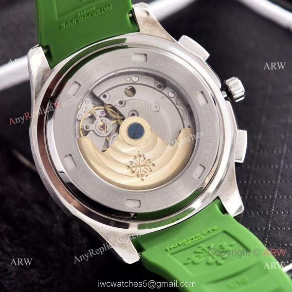 Copy Patek Philippe Aquanaut Engraving Watch Green Rubber Strap
