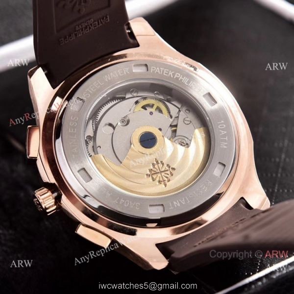 Copy Patek Philippe Aquanaut VK Chronograph Watches Rose Gold Engraving
