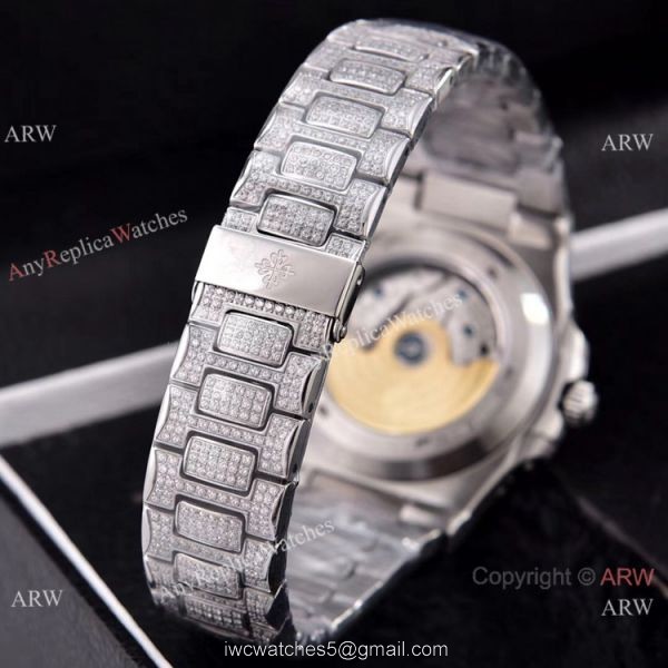 Patek Philippe Annual Calendar Full Diamonds Watches Gray Gradient Face 41mm