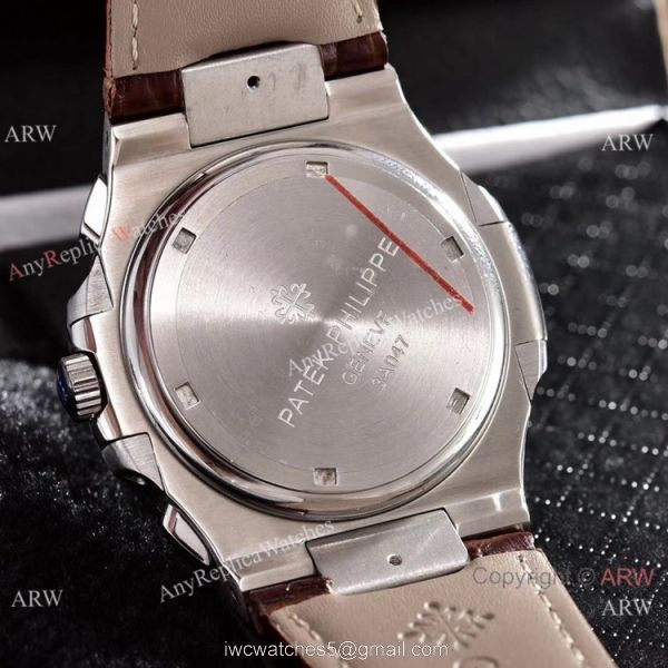 Japan Grade Patek Philippe Nautilus Diamonds Watches Gray Leather Strap