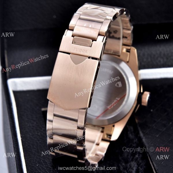 Replica Tudor Heritage Black Bay 41mm Men Watches Red Bezel Rose Gold