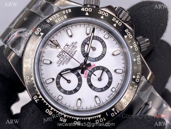 New! Swiss Copy Rolex Daytona 7750 Black Steel Panda Face Watch