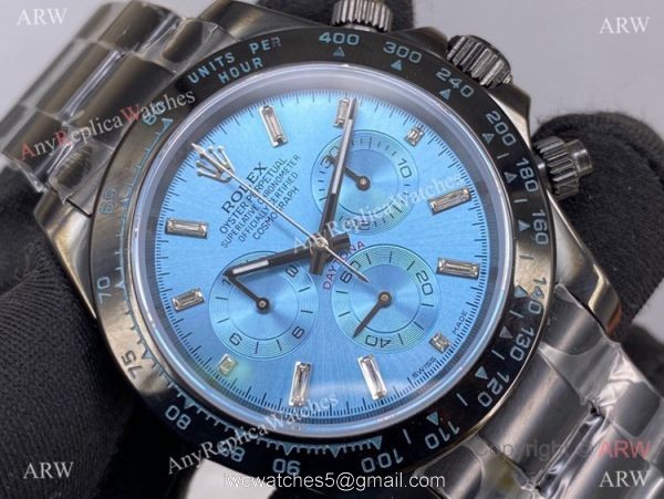 New! Swiss Copy Rolex Daytona 7750 Chronograph Watch Glacier blue Blacksteel 40mm