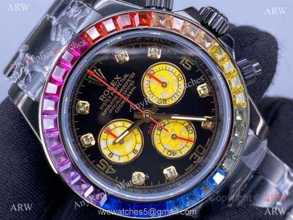 Swiss Replica Rolex Watches Daytona 116598 RBOW Black Steel 40mm